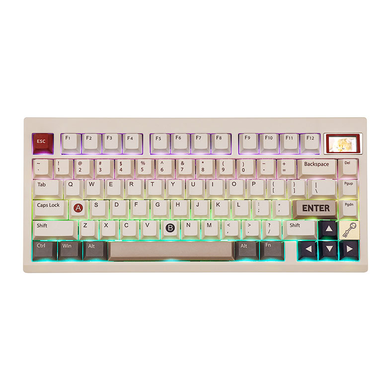 Teclado Mecanico Epomaker TH80 Pro V2, ARGB, VIA, Switch Flamingo, White, TH80PROV2-WH-FLG - imagem 1