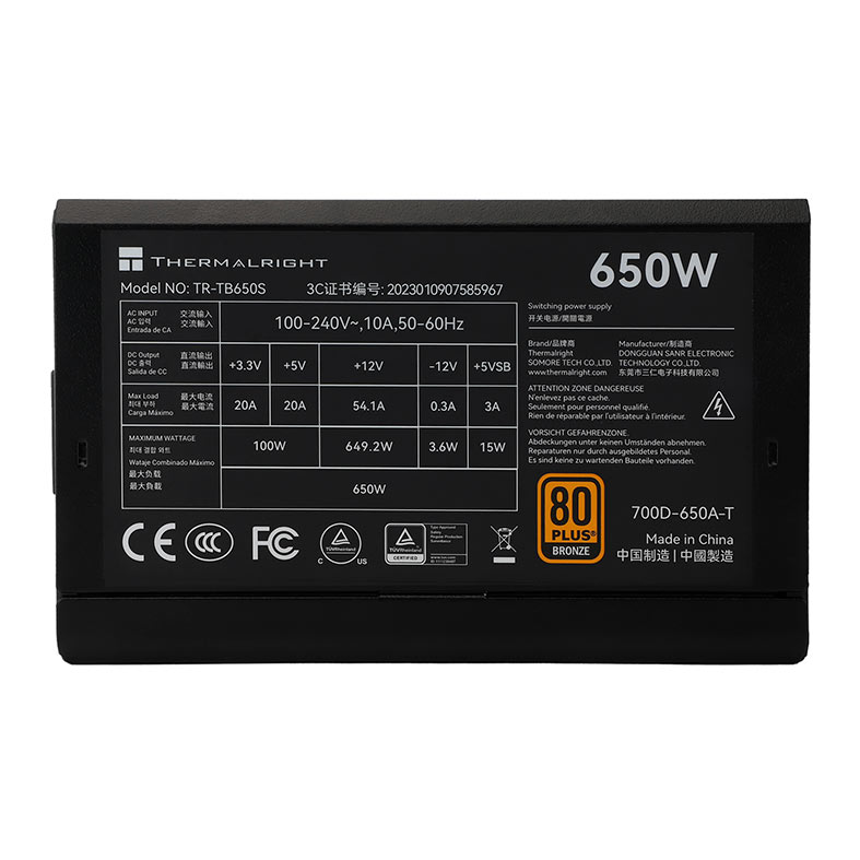 PRE VENDA - Fonte Thermalright TR-TB650S, 650W, 80 Plus Bronze, Preto, TR-TB650S - miniatura 5