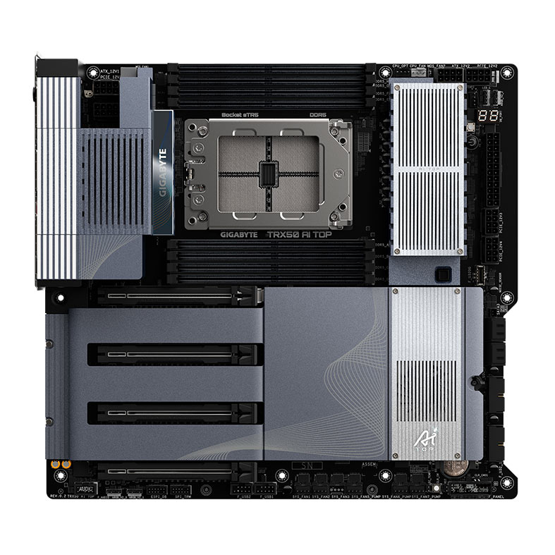 Placa Mae Gigabyte TRX50 AI TOP, DDR5, Socket AMD sTR5, E-ATX, Chipset AMD TRX50, TRX50-AI-TOP - imagem 1