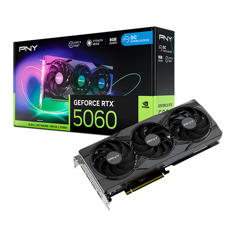 Placa de Video PNY GeForce RTX 5060 Epic-X Triple Fan OC, 8GB, GDDR7, 128-bit, VCG50608TFXXPB1-O - miniatura 3