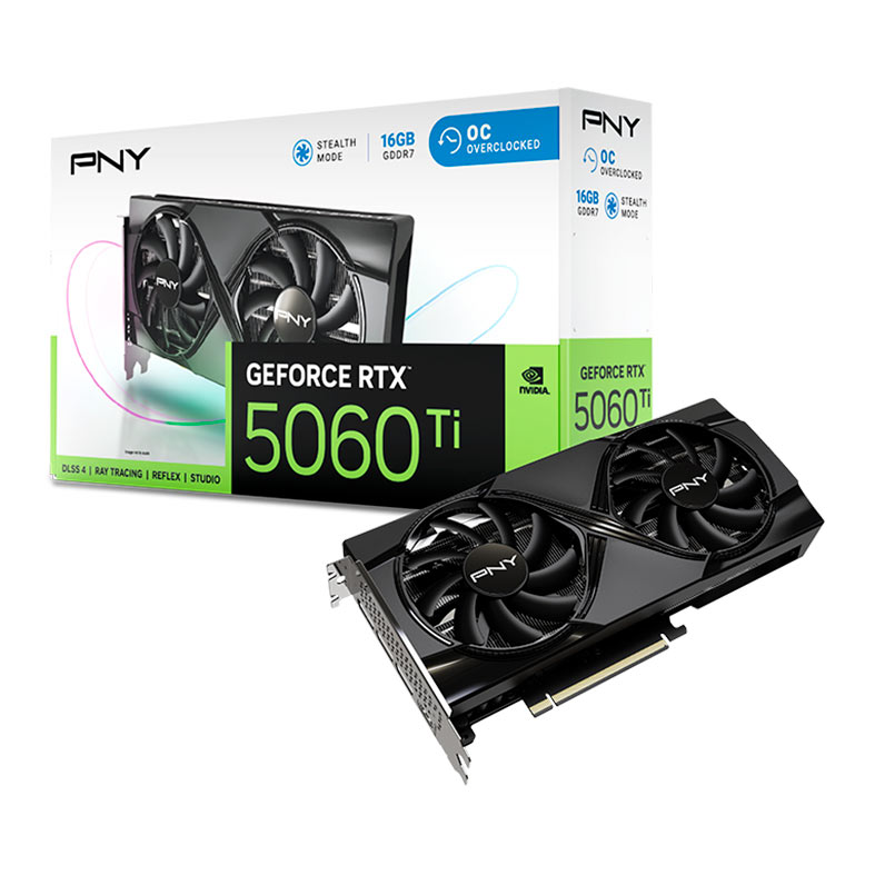 Placa de Video PNY GeForce RTX 5060 Ti Dual OC, 16GB, GDDR7, 128-bit, VCG5060T16DFXPB1-O - miniatura 3