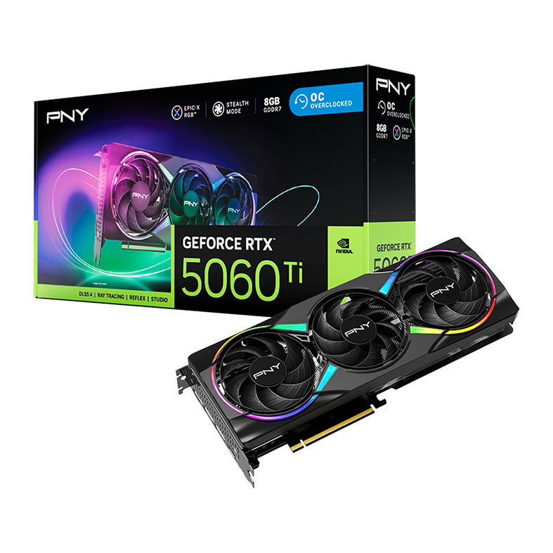 Placa de Video PNY GeForce RTX 5060 Ti Epic-X Triple Fan OC, 8GB, GDDR7, 128-bit, VCG5060T8TFXXPB1-O - miniatura 3