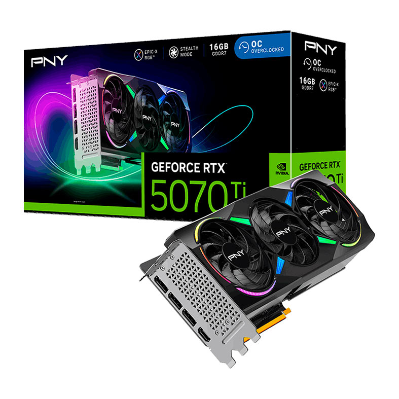 Placa de Video PNY GeForce RTX 5070 Ti ARGB Epic-X OC Triple Fan, 16GB, GDDR7, 256-bit, VCG5070T16TFXXPB1-O - miniatura 3