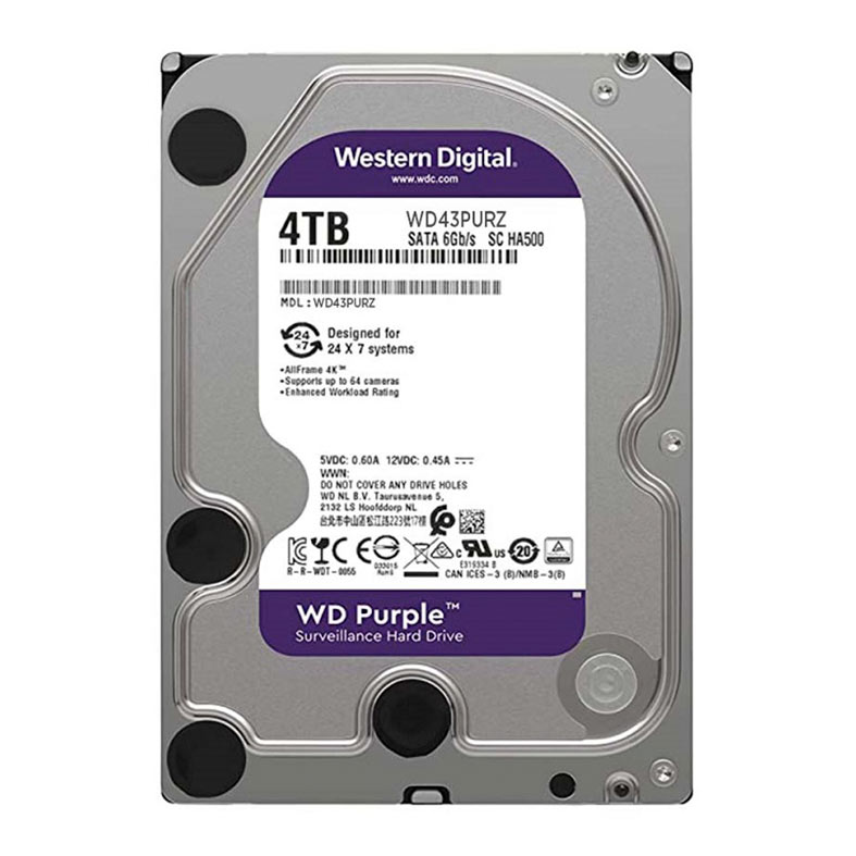 HD Western Digital WD Purple, 4TB, 3.5, 5400RPM, Sata III 6GB/s, Cache 256MB, WD43PURZ - imagem 1