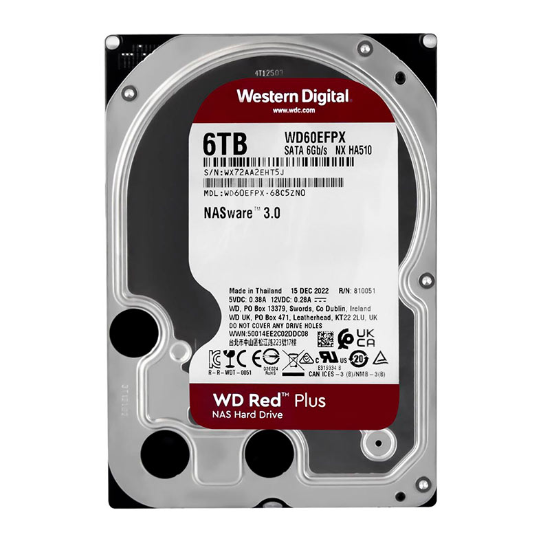 HD WD Red Plus NAS, 6TB, 3.5, 5400RPM, Sata III 6GB/s, Cache 256MB, WD60EFPX