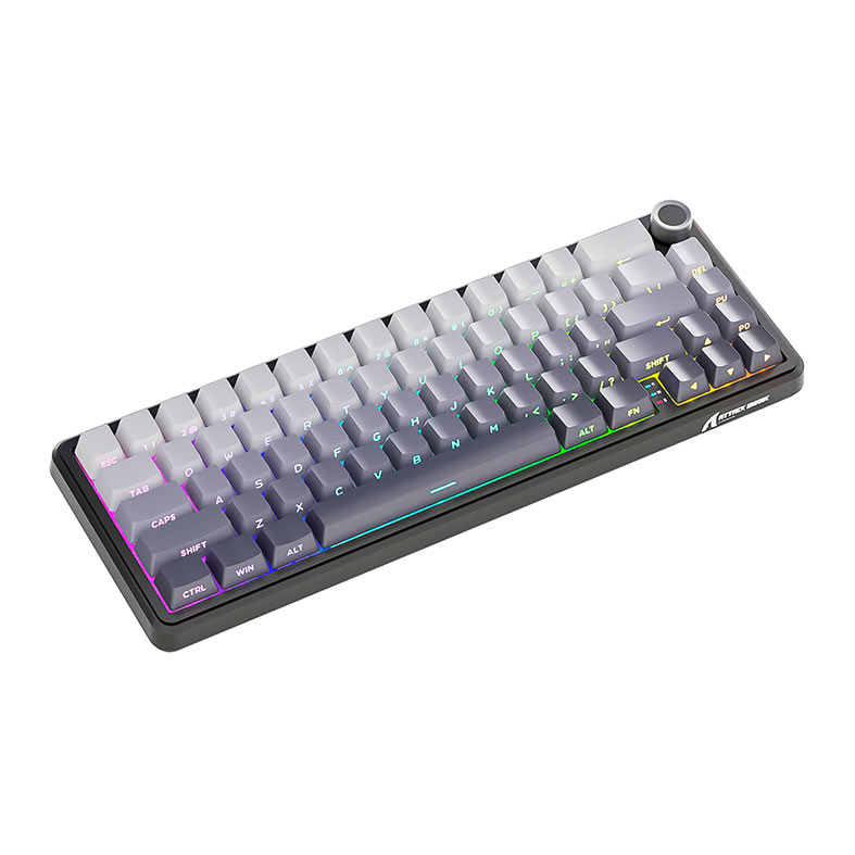 Teclado Mecanico Attack Shark X66, RGB, Switch Strawberry, Tri-Mode, Cinza, X66-GREY - miniatura 3