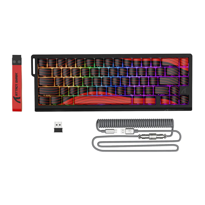 PRE VENDA - Teclado Magnetico Attack Shark X68PRO HE, RGB, Switch Magnetico Linear, Tri-Mode, Vermelho e Preto, X68-HE-PRO-RED - miniatura 4