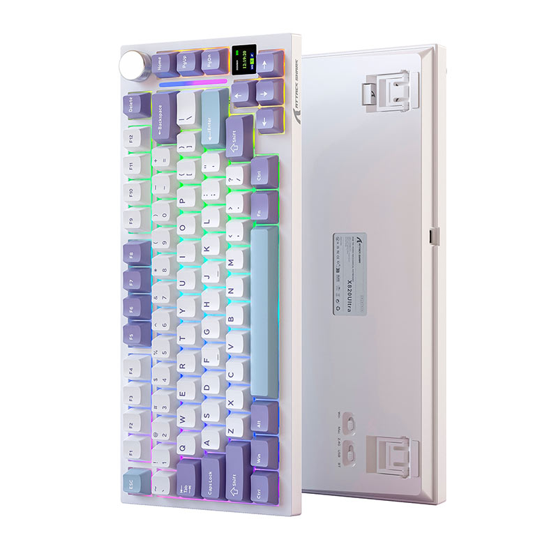 PRE VENDA - Teclado Mecanico Attack Shark X820 Ultra, RGB, Switch Flying Fish, Tri-Mode, Star White, X820-ULTRA-STAR-WHITE - miniatura 4