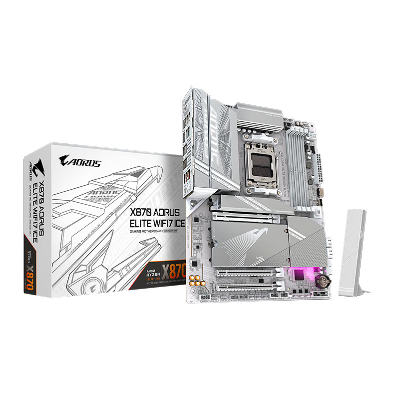 Placa Mae Gigabyte X870 Aorus Elite WiFi7 Ice, DDR5, Socket AMD AM5, ATX, Chipset AMD X870, X870-A-ELITE-WF7-ICE - miniatura 3