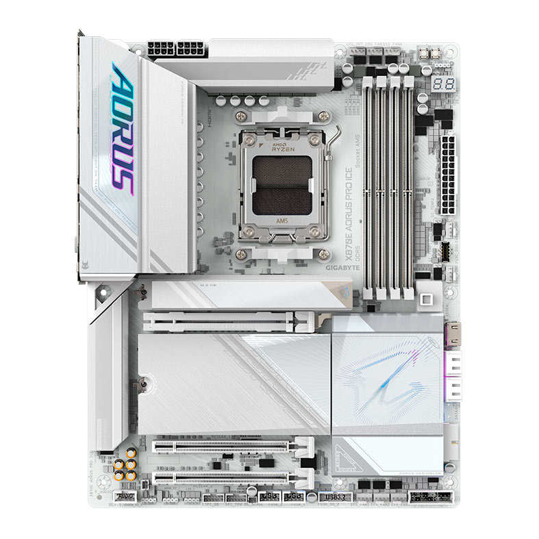 Placa Mae Gigabyte X870E Aorus PRO ICE, DDR5, Socket AMD AM5, ATX, Chipset AMD X870E, X870E-AORUS-PRO-ICE - imagem 1