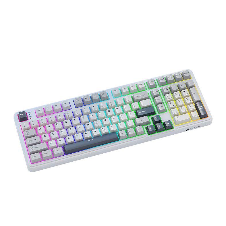 Teclado Mecanico Attack Shark X98, RGB, Switch Strawberry, Tri-Mode, Branco, X98-WHITE - miniatura 3