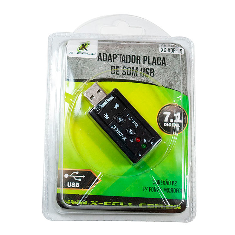 Placa de Som X-Cell, USB, 7.1 Surround, Preto, XC-ADP-35 - miniatura 3