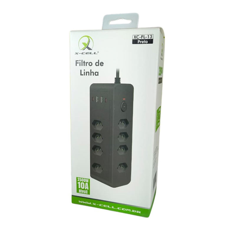 Filtro de Linha X-Cell, 8 Tomadas, 2 Portas USB, 2 Portas USB-C, XC-FL-13 - miniatura 3