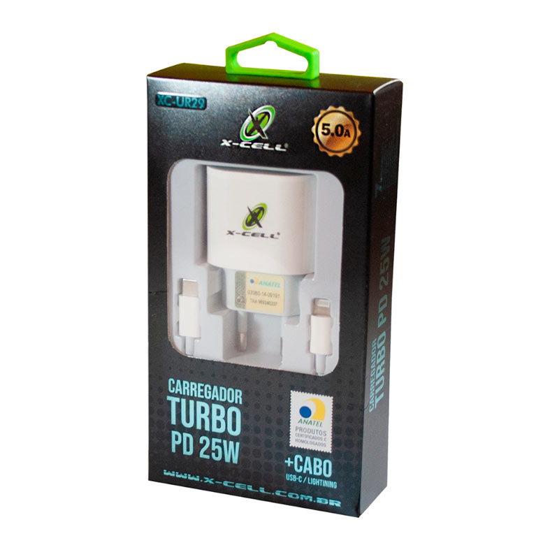 Carregador de Parede Turbo X-Cell, Com Cabo USB-C Para Lightning, Branco, XC-UR29 - miniatura 3