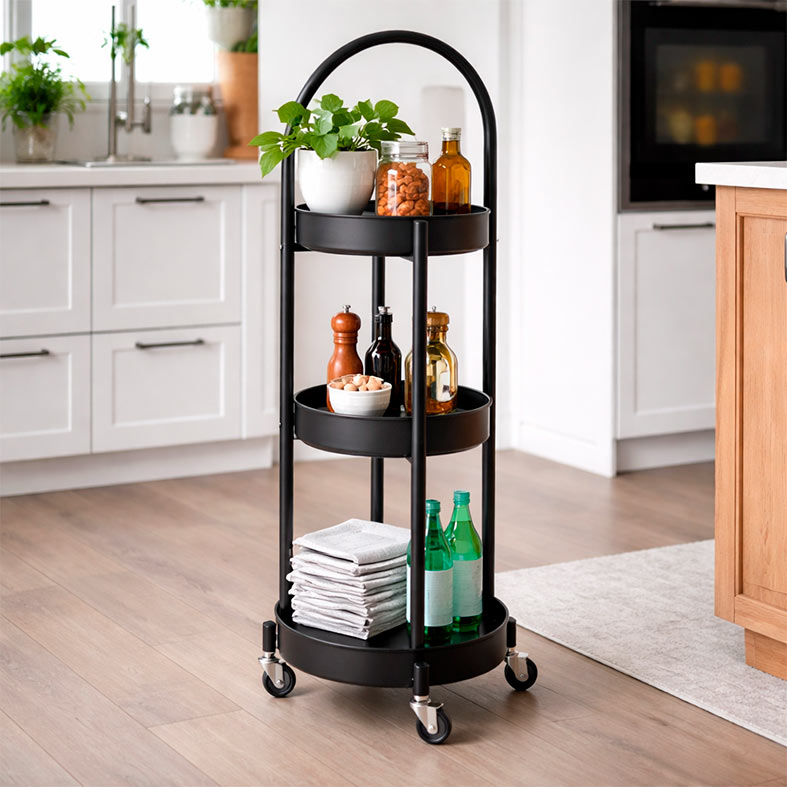 Carrinho Organizador Multiuso Zinnia Allure Curve ZO4, Preto, ZNC-ALLC-BL01 - miniatura 3