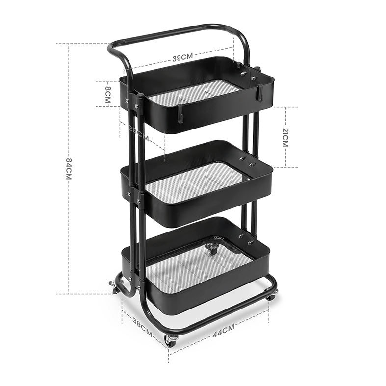 Carrinho Organizador Zinnia Allure ZO1, Preto, ZNC-ALLR-BK01 - miniatura 8