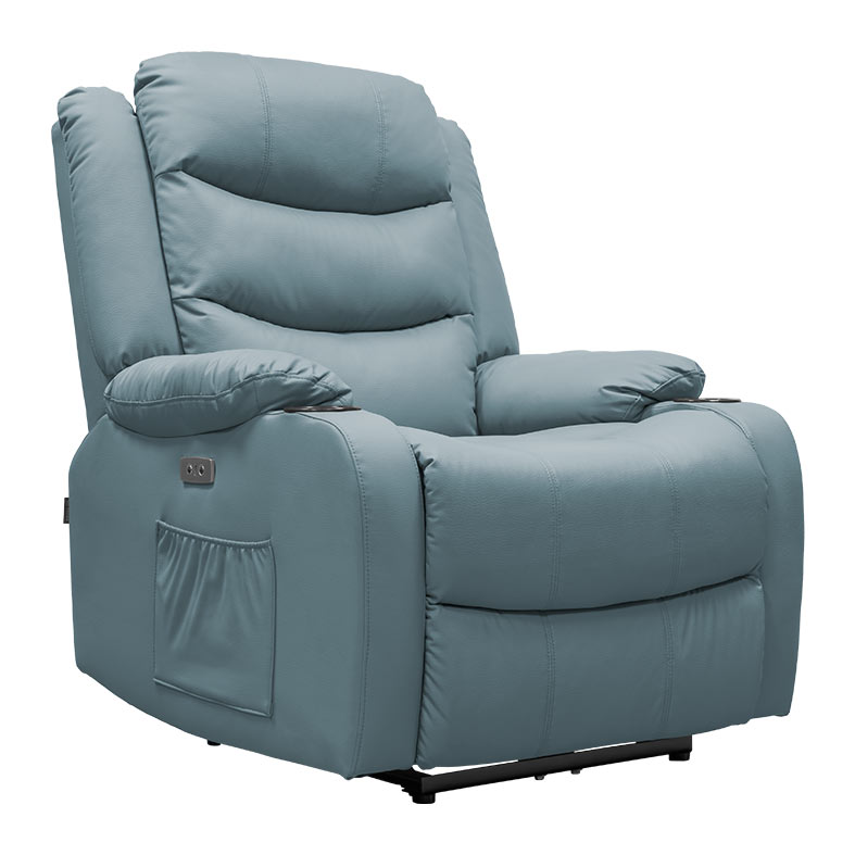 Poltrona Eletrica Reclinavel Zinnia Francis, Corino Anti-Arranhao, Azul, ZNC-FRNC-AZ01