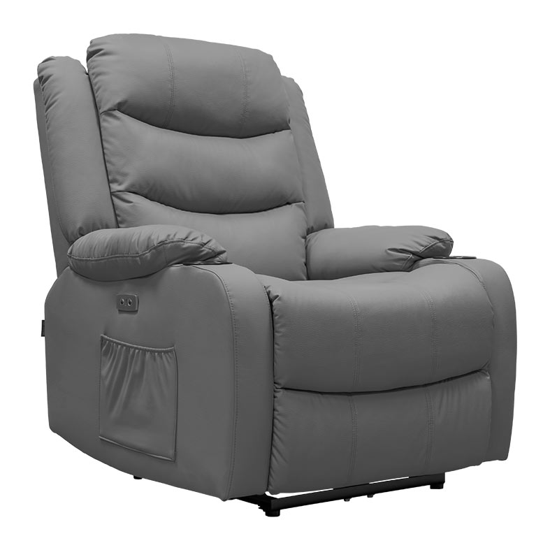 Poltrona Eletrica Reclinavel Zinnia Francis, Corino Anti-Arranhao, Cinza, ZNC-FRNC-CZ01