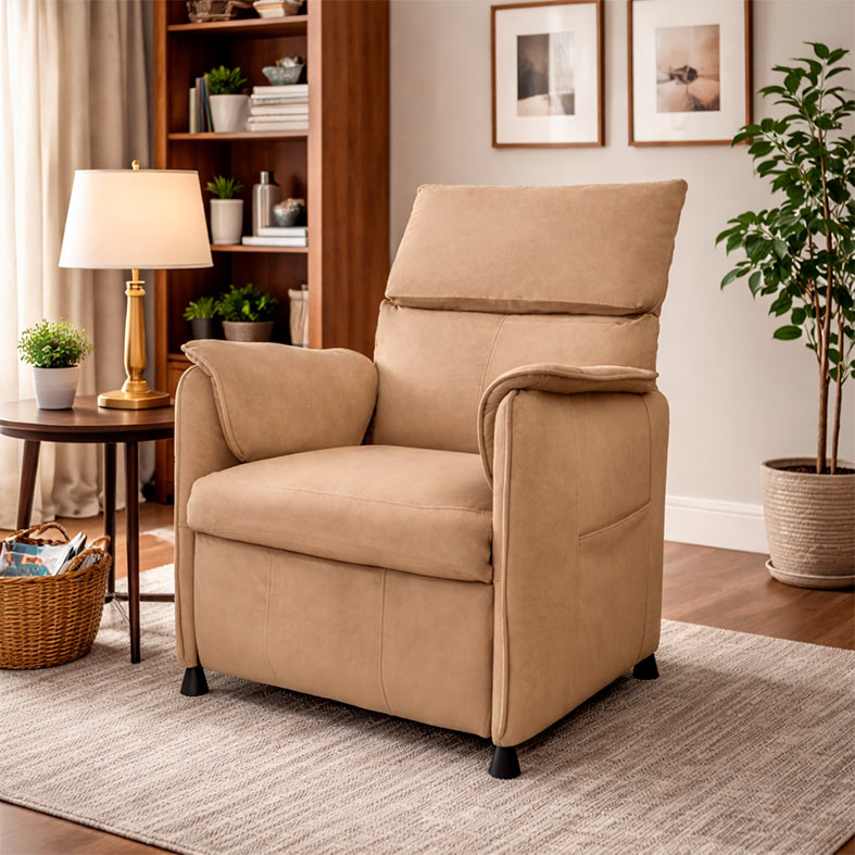 Poltrona Eletrica Reclinavel Zinnia Sicilia, Tecido Suede Anti-Arranhao, Bege, ZNC-SCL-MR01 - miniatura 3