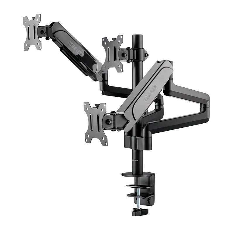 Suporte Articulado Para Tres Monitores Zinnia TMS 360, 17 Pol. a 27 Pol., Preto, ZNO-TMS360-BL01 - miniatura 6