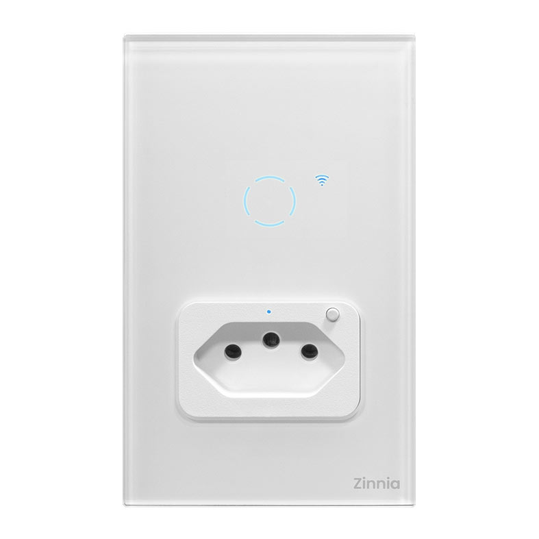 Interruptor Smart com Tomada Zinnia, 10A, 50/60Hz, Branco, ZNS-IT1-WH01