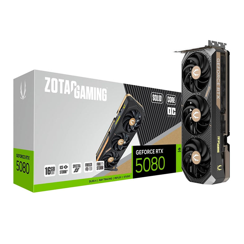 Placa de Video Zotac GeForce RTX 5080 Solid Core OC, 16GB, GDDR7, 256-bit, ZT-B50800J2-10P-NAC - miniatura 3
